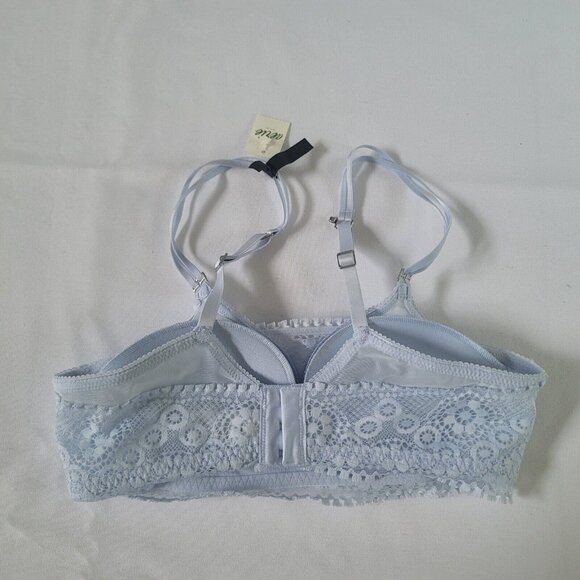 Aerie Real Power Wireless Padded Lace Bra Floral Blue Size 32A - Picture 2 of 6